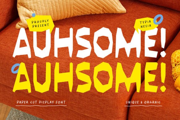 Auhsome Typeface: Organic Paper Cut Style for Branding